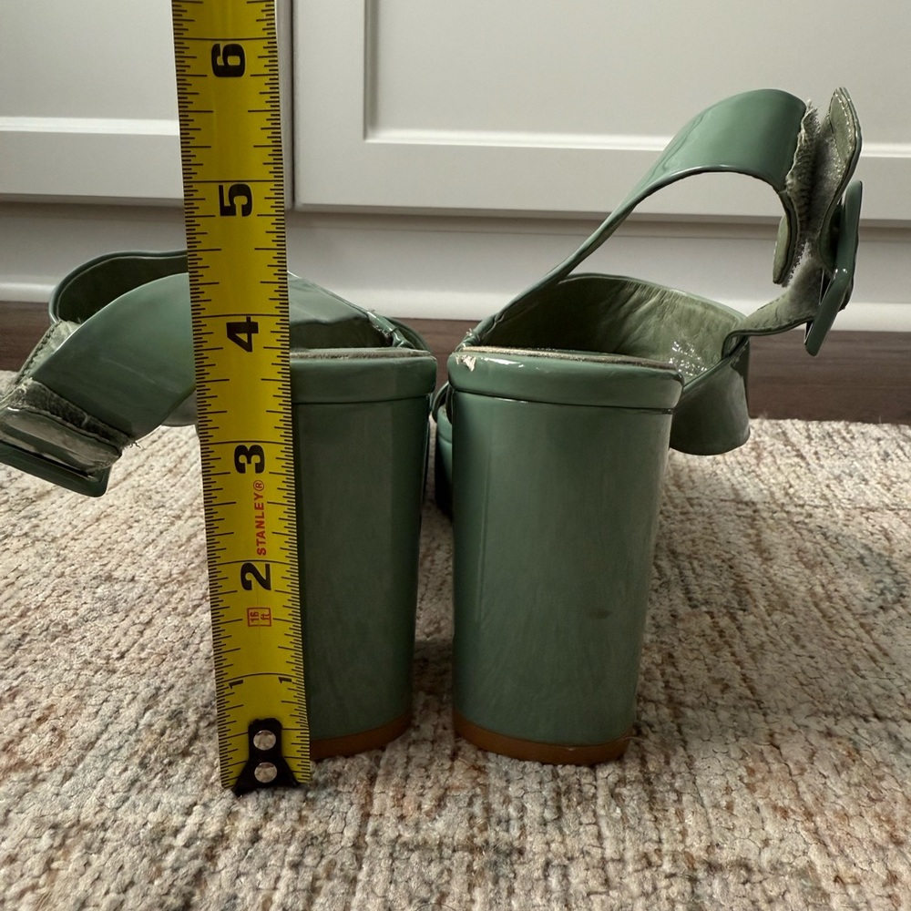Jeffrey Campbell Green Patent Leather Block Heel Sandals - Picture 6 of 7